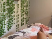 I wake him up by sucking his balls and I make him cum without sucking him 10/16