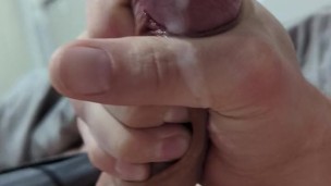 Quickie, STROKING My HARD Cock and BUSTING Cum load all over myself to start the day