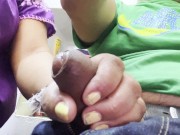 I love how she loves to grab my dick with his small hands