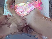 Fucking my wife poolside and covering her with a huge cumshot 11/16