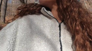 Taking a pretty piss in the woods