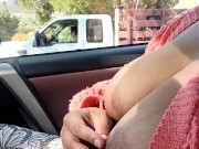 Flashing big tits in public