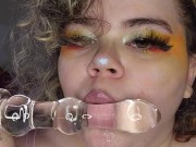 Goth GF sucks on toy for you 12/16