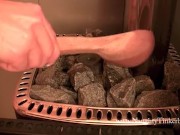 Naughty Tinkerbell has steamy lesbian pussy licking and fucking session in sweaty sauna 1/16