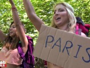 Hitchikers thumb down Fake Taxi to take them to Fake Hostel after intense sex outside in nature! 1/16