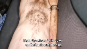 Puta, deita no banco de trás do carro,com a cabeça fora da porta, eu vou meter a esporra na tua boca