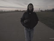 HARDWERK Skinny babe Delfine Dahlia is caged up and sucking multiple dicks 8/16