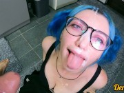 cute blue-haired schoolgirl with glasses loves to have anal sex after school and gets cum on her fac 16/16