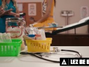 LEZ BE BAD - Petite Cheerleader Liz Jordan Seduces Naturally Stacked College Nurse Kendra Sunderland 1/16
