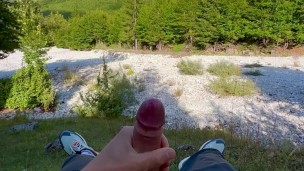 outdoor jerking off.