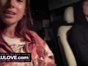 Babe talking all about behind the porn scenes of her real life news riding home after late night comedy class - Lelu Love 13/16