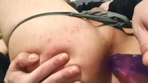 Sissy teen trying dildo in tight boypussy