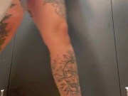 Risky Squirt Fun in Men's McDonald's Restroom with Open Door 14/16