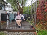 Pouring Rain Camping Chair Shoe Dangling 10/16