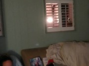 Hot guy masturbating explodes on roommates body thick thighs while she plays games in her panties