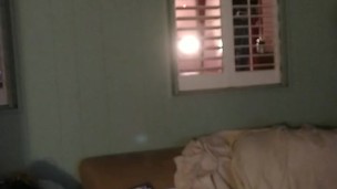 Hot guy masturbating explodes on roommates body thick thighs while she plays games in her panties