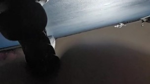 Smooth ass takes dildo again