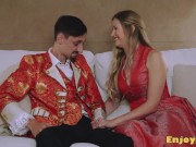 Beneath the super-naughty light-haired with meaty tits, stockings and hairless pussy, lechery and oral bang-out always reign. 2/16