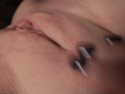 The tongue brings the clitoris to orgasm several times in a close-up 8/16