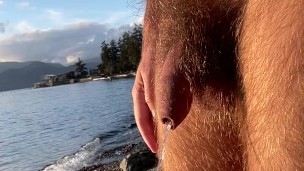 Hairy bro peeing in nature