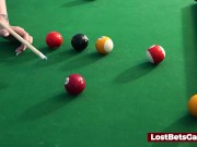 Big tits babes playing strip pool and using big sex toys 9/16