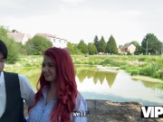VIP4K. Sexy redhead Miss Olivia showed her red lingerie and fucked in public in front of her BF 5/16