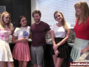 Swimming pool fun between four sexy girls and a lucky dude 1/16