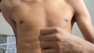 young man masturbates and shows his ass