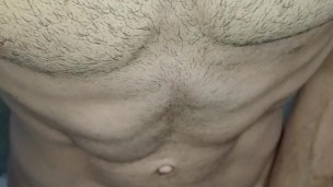 six pack, big veiny penis, closeup