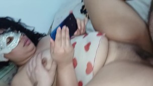Moaning with excitement watching porn, she ejaculates multiple times out of excitement