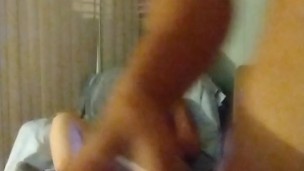 Pretty girl gets mad when I film her in bra and panties and then I explode huge cumshot all over her