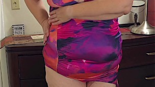 Big ass busty milf in mini dress flash fat booty close up in mini dress