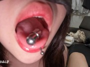 【主観】バイブ付き舌ピでおちんぽマッサージ♡よだれローションでぬるぬるの口に口内射精ごっくん 1/16