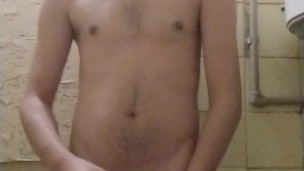 Marty Takes A Shower, Jerks His Hairy Dick And Cums In The Bathroom