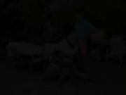 MATURE4K. Kinky mature giantess Diana loves pet play in stockings with 2 strangers in public 9/16