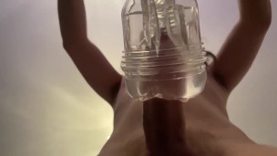 Horny twink fucks his Fleshlight | PREMATURE CUMSHOT