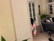 Colorful miniskirt and without underwear hot and sexy big ass big boobs brunette shows her talent 14/16