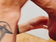 Close up blowjob with this inked MILF, cum in mouth. 9/16