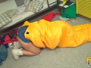 Fake Hostel - Busty and extra thick brunette gets herself into a festive threesome 2/16