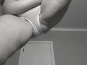 A mature fat milf with big natural saggy tits tries on panties. 8/16