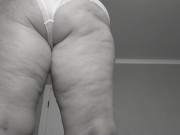 A mature fat milf with big natural saggy tits tries on panties. 9/16