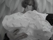 A mature BBW milf with big natural saggy tits tries on bras. 4/16