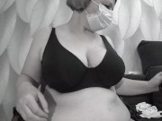 A mature BBW milf with big natural saggy tits tries on bras. 9/16