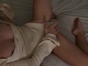Horny pussy gets the best pleasure when she fucks a pillow