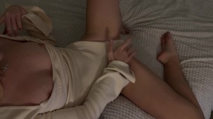 Horny pussy gets the best pleasure when she fucks a pillow