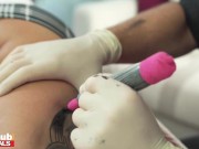 Fake Tattoo Artist fucks an incredibly hot Brunette Tattood babe with delicious wet pussy 3/16