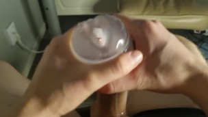 Cuming sex toy sitting down