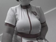 Huge natural saggy tits of a mature bbw milf nurse. 15/16