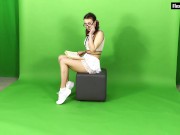 Talented naked gymnast Kim Nadara spreading legs 2/16