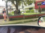 Beautiful blonde girl with a big ass has sex in a stranger's car. 1/16